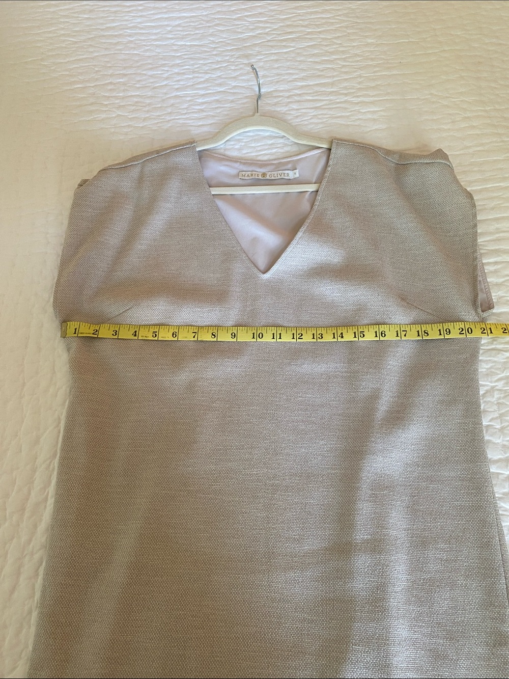 Marie Oliver Cream V-Neck Textured Dress - Picture 6 of 7